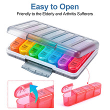 Load image into Gallery viewer, Daviky Weekly Pill Organizer 4 Times a Day, Moisture-Proof Pill Box 7 Day, Daily Pill Case Medicine Organizer Box Easy to Carry, Travel Pill Organizer with 28 Compartments to Hold Vitamins &amp; Meds
