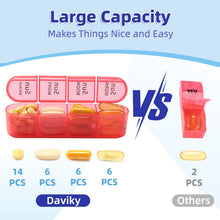 Load image into Gallery viewer, Daviky Pill Organizer, Daily Pill Box 7 Day, Weekly Pill Organizer 4 Times a Day, Large Travel Pill Case with 28 Compartment to Hold Medicine, Vitamin and Supplement (Blue)
