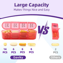 Load image into Gallery viewer, Daviky Weekly Pill Organizer 4 Times a Day, Large 7 Day Pill Box Portable for Travel, Medicine Organizer Box with Removable Individual Pill Containers to Hold Vitamins, Supplements and Medication
