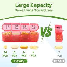 Load image into Gallery viewer, Daviky Pill Organizer 4 Times a Day, Weekly Pill Box Travel Pill Case, Daily Medicine Organizer 7 Day, Large Pill Container Holder to Hold Vitamins, Pills, Supplements (Green)
