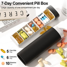 Load image into Gallery viewer, 7 Day Pill Organizer, Pill Box 7 Day for Travel, Weekly Cute Pill Case, Daviky Portable Medicine Organizer Pill Holder to Hold Daily Vitamin, Medication and Supplement (Black).
