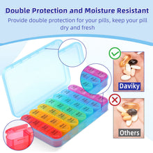 Load image into Gallery viewer, Daviky Pill Organizer, Daily Pill Box 7 Day, Weekly Pill Organizer 4 Times a Day, Large Travel Pill Case with 28 Compartment to Hold Medicine, Vitamin and Supplement (Blue)
