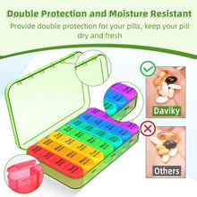 Load image into Gallery viewer, Daviky Pill Organizer 4 Times a Day, Weekly Pill Box Travel Pill Case, Daily Medicine Organizer 7 Day, Large Pill Container Holder to Hold Vitamins, Pills, Supplements (Green)
