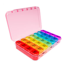 Load image into Gallery viewer, Daviky Weekly Pill Organizer, 7 Day Pill Organizer 4 Times a Day, Daily Pill Box 7 Day, Large Travel Pill Box with Removable Pill Case to Hold Vitamin, Supplement and Medication (Pink)
