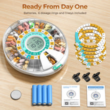 Load image into Gallery viewer, Daviky Automatic Pill Dispenser, 28 Compartments, App and Alarms, Yellow. Bluetooth App Setup, Physical Button Controls, 1-6 Doses Daily, Sound and Light Alerts, Large LCD（副本）
