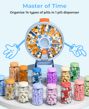 Load image into Gallery viewer, Daviky Pill Dispenser Daily, Large Pill Organizer with Wall-Mounted or Standing Use, 14 Days Pill Container, Push Button Design, Weekly Pill Box for Vitamin, Medicine,Supplement, Fish Oil(Gray)
