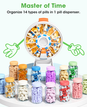 Load image into Gallery viewer, Daviky Pill Dispenser Daily, Large Pill Organizer with Wall-Mounted or Standing Use, 14 Days Pill Box, Push Button Design, Weekly Pill Organizer for Vitamin, Medicine.Supplement, Fish Oil
