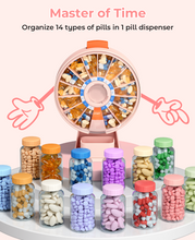 Load image into Gallery viewer, Daviky Pill Dispenser Daily, Large Pill Organizer with Wall-Mounted or Standing Use, 14 Days Pill Container, Push Button Design, Weekly Pill Box for Vitamin, Medicine,Supplement, Fish Oil(Gray)

