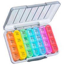 Load image into Gallery viewer, Daviky Weekly Pill Organizer 4 Times a Day, Moisture-Proof Pill Box 7 Day, Daily Pill Case Medicine Organizer Box Easy to Carry, Travel Pill Organizer with 28 Compartments to Hold Vitamins &amp; Meds
