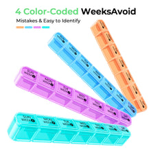 Load image into Gallery viewer, Daviky Monthly Pill Organizer 28 Day, 4 Week Pill Box with Removable Weekly Trays, Large BPA-Free Pill Organizer for Vitamins, Supplements and Medication, Travel Pill Case with Storage Box, White
