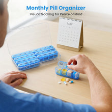 Load image into Gallery viewer, Daviky Monthly Pill Organizer 1 Time a Day, 30 Day Pill Box, Single-Hand Easy Open Pill Case for Travel, Daily Vitamins &amp; Supplements for Seniors
