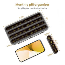 Load image into Gallery viewer, Daviky Monthly Pill Organizer 1 Time a Day, 30 Day Pill Box, Single-Hand Easy Open Pill Case for Travel, Daily Vitamins &amp; Supplements for Seniors
