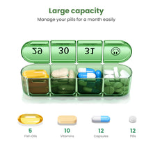 Load image into Gallery viewer, Daviky Monthly Pill Organizer 1 Time a Day, 30 Day Pill Box, Single-Hand Easy Open Pill Case for Travel, Daily Vitamins &amp; Supplements for Seniors
