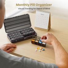 Load image into Gallery viewer, Daviky Monthly Pill Organizer 1 Time a Day, 30 Day Pill Box, Single-Hand Easy Open Pill Case for Travel, Daily Vitamins &amp; Supplements for Seniors
