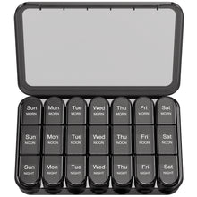 Load image into Gallery viewer, Daviky Weekly Pill Organizer 3 Times a Day, Medicine Pill Organizer Box, Pill Box 7 Day, Daily Pill Box Organizer, Travel Container Pill Cases Organizers 7 Day to Hold Vitamins and Medication (Black)
