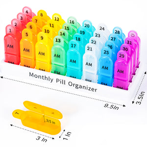 Monthly Pill Organizer, 30 Day Pill Organizer, Pill Organizer 2 Times a Day