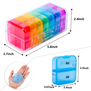 Daviky Weekly Pill Organizer 2 Times a Day, Am Pm Pill Organizer 7 Day, Large Travel Vitamin Pill Box Twice a Day